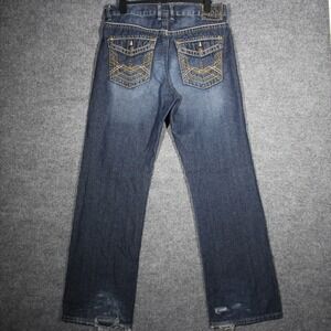 Royal Premium Jeans Mens 33x32 Dark Wash‎ Embroidered Pockets Casual Formal